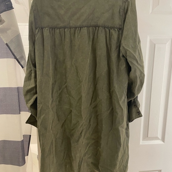 Easel shirt dress pockets army green small 100% tencel - Picture 2 of 4